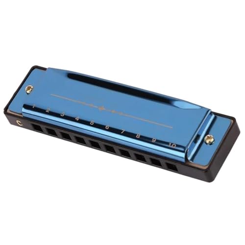 Mundharmonika Für Erwachsene Professionelle 10 Loch Metallmundharmonika Geeignet Für Erwachsene Anfänger(Blue) von HYLQZAT