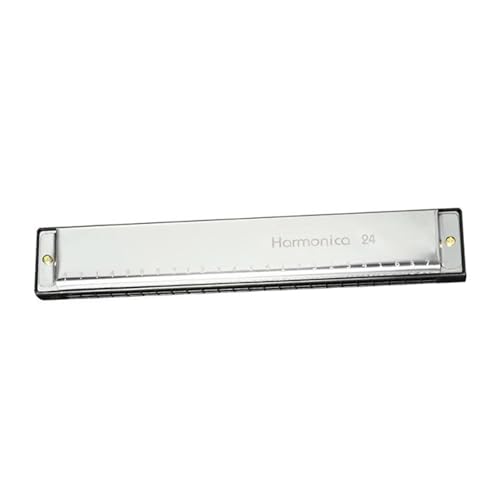 Mundharmonika Für Erwachsene Professionelle 24 Loch 48 Ton Mundharmonika In Silber Halbe Tonleiter(Silver) von HYLQZAT