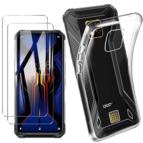 HYMY Hülle für DOOGEE S95 Pro Super Mod + 2 x Schutzfolie Glass - Transparent Schutzhülle TPU Handytasche Tasche Durchsichtig Klar Silikon Case für DOOGEE S95 Pro Super Mod (6.3")-Clear von HYMY