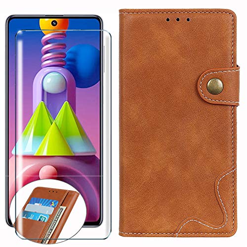 HYMY Hülle für Sony Xperia L4 + Panzerglas Schutzfolie - Braun Retro Mode PU Leder Lederhülle Flip Schutzhülle Card Slot mit Brieftasche Handyhülle Case für Sony Xperia L4 von HYMY