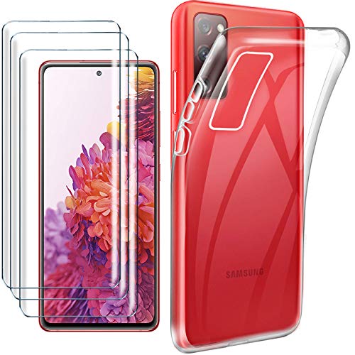 HYMY für Samsung Galaxy S20 FE 5G Hülle (6.5") + 3X Glass Schutzfolie - Transparent Schutzhülle TPU Handytasche Tasche Displayschutzfolie Gehärtetes Glas glassfolie von HYMY