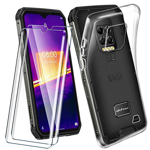 HYMY für Ulefone Armor 9 Hülle (6.3") + 2X Glass Schutzfolie - Transparent Schutzhülle TPU Handytasche Tasche Displayschutzfolie Gehärtetes Glas glassfolie von HYMY