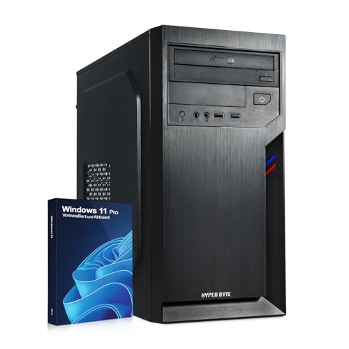 HYPER BYTE® Office PC – Computer mit Intel Quad Core i5 mit 3,6 GHz | 8 GB RAM | 240 GB SSD Festplatte | Win 11 Pro | WLAN | DVD+RW | USB 3.0 | High End Office Tower-Pc von HYPER BYTE
