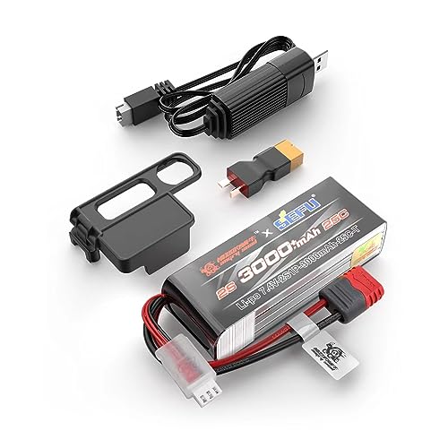 HYPER GO Angry Snail 2S3000 RC Auto Upgrade Zubehör 2S 7,4 V 3000 mAh 25C LiPo Akku mit USB Kabel, Ersatzteile RC Akku Batterie für HYPER GO All 1/14 1/16 Scale von HYPER GO