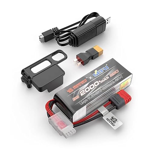 HYPER GO Angry Snail 3S2000 RC Auto Upgrade Zubehör 3S 11,1 V 2000 mAh 25C LiPo Akku mit USB Kabel, Ersatzteile RC Akku Batterie für HYPER GO All 1/14, 1/16 Scale von HYPER GO