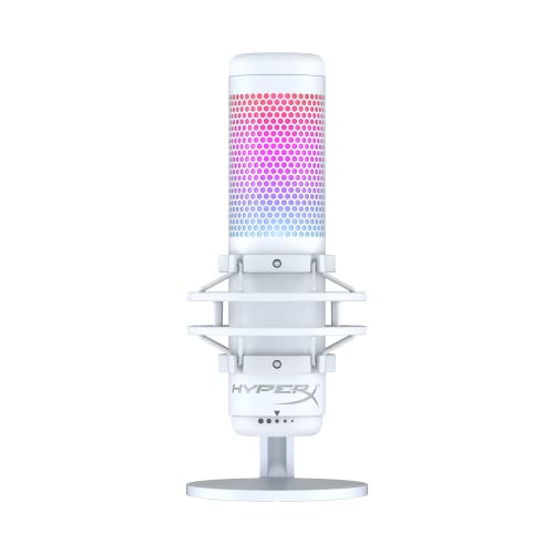 HyperX QuadCast S - RGB USB Condenser Microphone for PC, PS5, Mac, Anti-Vibration Shock Mount, 4 Polar Patterns, Pop Filter, Gain Control, Gaming, Streaming, Podcasts, Twitch, Discord-White -One Size von HYPERX