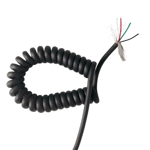 HYQOUKLR Teleskop-Spiralkabel, Federkabel, 4-adriges, spiralförmig abgeschirmtes Kabel, 20/24/26 AWG, Matte Oberfläche, dehnbar, 1–15 Meter, Teleskopdraht(4 cores 24AWG,Stretch 11 Meter) von HYQOUKLR