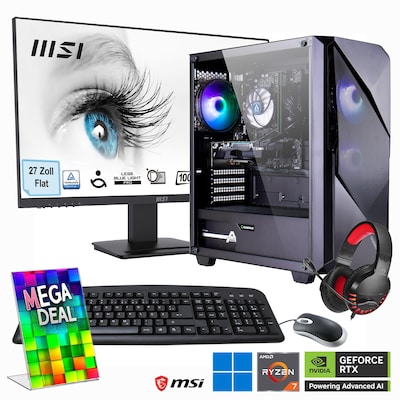 Hyrican MegaDeal Gaming-PC Striker SET2487 7374 + MSI PRO MP273ADE + Maus, Tastatur & Headset von HYRICAN