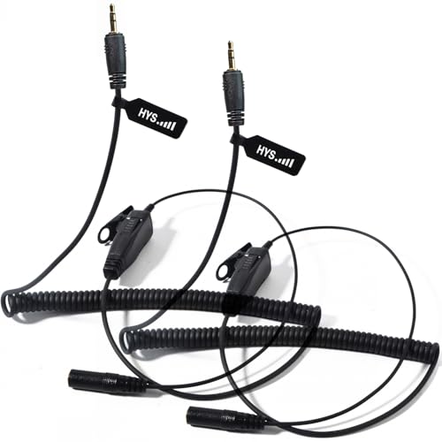 HYS 1-poliges Kabelkabel (gewickelt und gerade) mit PTT-Mikrofon, 3,5 mm Audio auf 2,5 mm Klinke, für 2,5 mm Cobra Microtalk & FRS/GMRS Radios Hören Only Ohrhörer von HYS