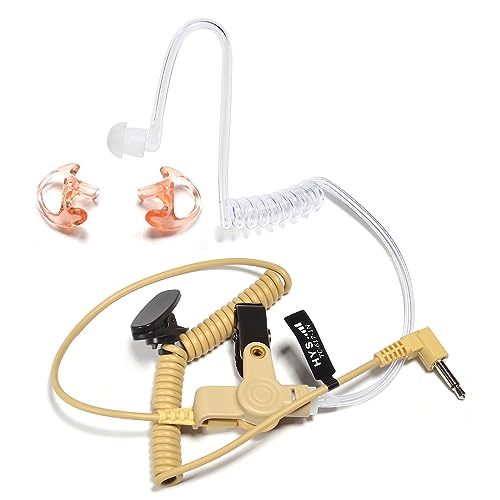 HYS 3,5 mm Akustikschlauch-Ohrhörer mit mittelweichen Silikon-Ohrstöpseln, Überwachungs-/Polizeifunk-Headset für Motorola Vertex Hytera Icom 3,5 mm Audio-Fernbedienung, Schulterlautsprecher, Mikrofon von HYS