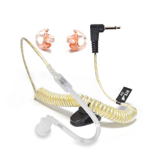 HYS 3,5mm Klinke - Ohrhörer Schallschlauch - transparent inkl. Halteclip - Kopfhörer Headset für Funkgeräte - Lautsprechermikrofone und ähnliche Geräte (90+Ohrpassstück) von HYS