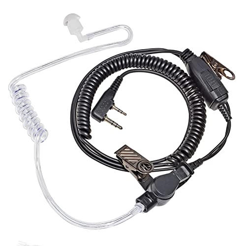 HYS Akustikschlauch-Radio-Headset, Inline-PTT-Mikrofon, Zwei-Wege-Radio-Ohrhörer, kompatibel mit Kenwood 2-poligem Baofeng UV-5R UV-82 BF-F8HP BF-888S Kenwood Walkie Talkie von HYS