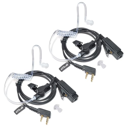 HYS Covert Akustikschlauch-Ohrhörer PTT Mikrofon Headset kompatibel mit 2 Pin Kenwood Baofeng BF-888S UV-5R Kenwood Walkie Talkie (2) von HYS