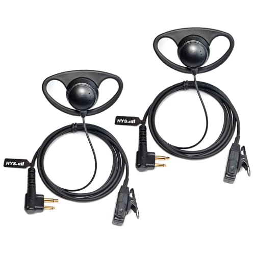 HYS D-Form Walkie Talkie Headset PTT Mikrofon Zwei-Wege-Radio-Ohrhörer kompatibel für Motorola Standard 2-polig CP040 CP140 Hytera Midland 2-Wege-Radio (2 Stück) von HYS