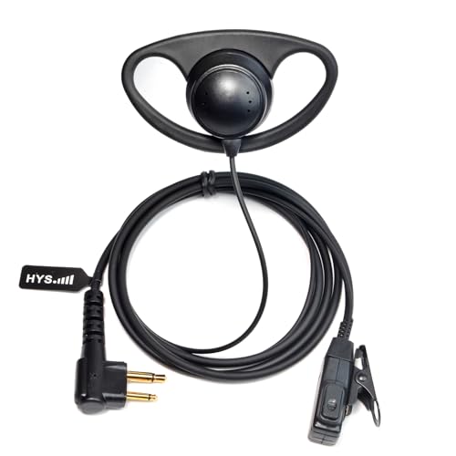 HYS D-Ring Walkie Talkie Kopfhörer Ohrhörer D-Form Headset Inline PPT für Polizei Sicherheit Kompatibel mit Motorola CP040 CP140 Hytera Midland 2-Wege-Radio von HYS