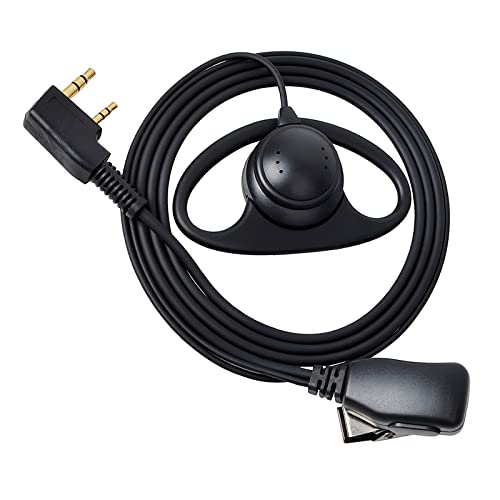 HYS D-förmiger Ohrhörer mit Mikrofon PTT-Tasten-Headset, kompatibel mit Retevis Kenwood Baofeng UV-5R UV-82 BF-888S Wouxun Walkie Talkie (1 Packung) von HYS