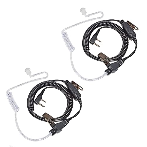 HYS In-Ear-Akustikschlauch-Radio-Headset, Inline-PTT-Mikrofon, Zwei-Wege-Radio-Ohrhörer für Kenwood Puxing Wouxun Baofeng Walkie Talkie (2 Stück) von HYS