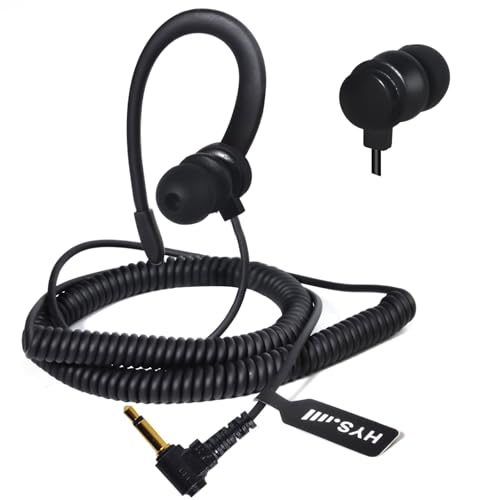 HYS Leichter Ohrbügel - 3,5mm Klinke - Linkes oder rechtes Ohr - Kopfhörer Headset für Funkgeräte Handmikrofon (BLACKC-1) von HYS