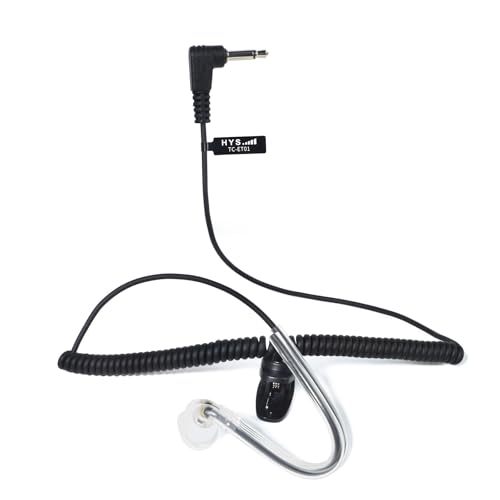 HYS Ohrhörer Schallschlauch - 3,5mm Klinke - One Ear - Listen Only Kopfhörer mit symmetrischer Armatur - Kopfhörer Headset für Funkgeräte Lautsprechermikrofonen (Schwarz) von HYS