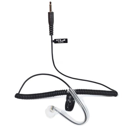 HYS Ohrhörer Schallschlauch - 3,5mm Klinke - One Ear - Listen Only Kopfhörer mit symmetrischer Armatur - Kopfhörer Headset für Funkgeräte Lautsprechermikrofonen (Schwarz) von HYS