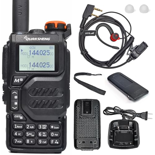 HYS Quansheng UV-K5 5W VHF UHF Walkie Talkie Ladegerät Wiederaufladbare Batterien Radio, Dual Band Zwei-Wege-Radio (G Hook Kopfhörer mit leichtem Ohrstöpsel-Zubehör) von HYS