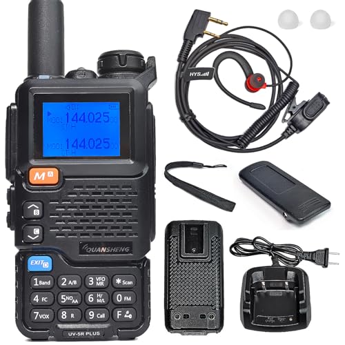 HYS Quansheng UV5R-PLUS 5W Dual Band Walkie Talkie Ladegerät Wiederaufladbare Batterien Radio, VHF UHF Zwei-Wege-Radio (G Hook Kopfhörer mit leichtem Ohrstöpsel-Zubehör) von HYS