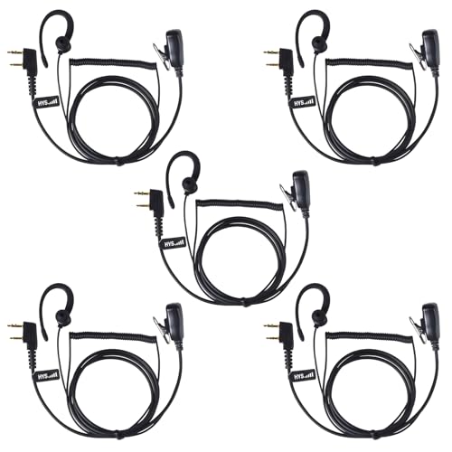 HYS Radio Ohrhörer Headset Kompatibel für Baofeng UV5R BF-888S Quansheng UV-K5(8) Kenwood Walkie Talkie, G-Shape Kunststoff Ohrhaken, Leichtgewicht (5) von HYS