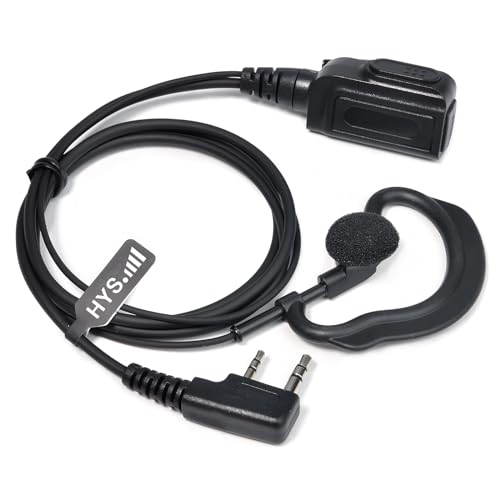 HYS Radio-Ohrhörer kompatibel mit Baofeng UV-5R Quansheng UV-K5(8) UVK5 Kenwood Walkie Talkie, G Hang Headset mit Mikrofon und PTT von HYS