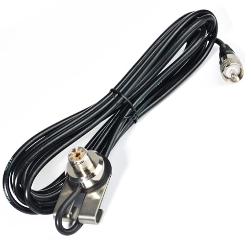 HYS SO239 PL259 Halterung für Radio CB Antenne (PL Typ), 4m RG58 Kabel Low Loss CB Koaxialkabel, Schwarz von HYS