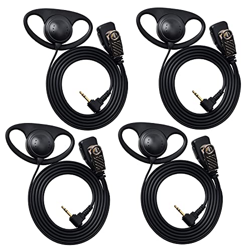 HYS Talkabout 2,5 mm Ohrhörer D-Ring Headset kompatibel mit Motorola TLKR T6 T7 T8 T9 T60 T82 T82 Extreme T92 2-Wege-Radio (4 Stück) von HYS