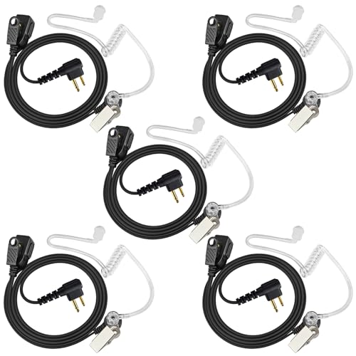 HYS Walkie Talkie Ohrhörer, verdeckter Luftschlauch, PTT mit Mikrofon, Sicherheits-Headset kompatibel mit Motorola CP040 DP1400 GP300 Funkgerät (5 Stück) von HYS