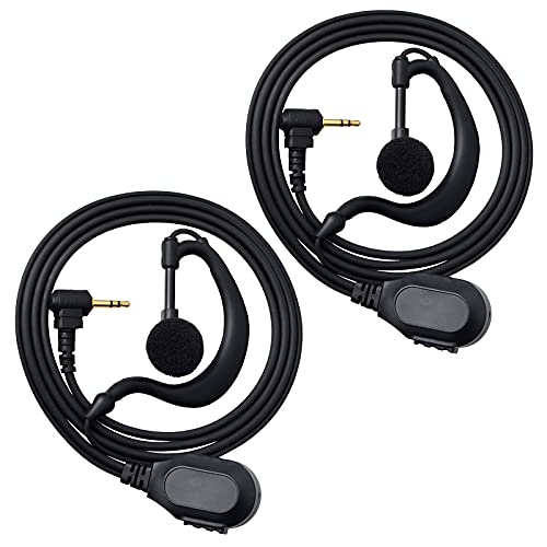 HYS Walkie-Talkie-Ohrhörer mit Mikrofon, G-Form, kompatibel mit Motorola TLKR Talkabout T62, T80, XT180, T82 Extreme 2-Wege-Radio, 2,5 mm, 2 Stück von HYS