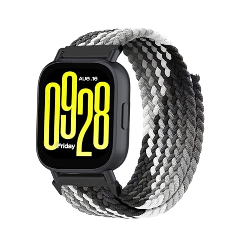 Armband für Xiaomi Redmi Watch 5 Active/Lite - Geflochtenes Nylon Stoff Solo Loop Band für Damen und Herren, Verstellbares Ersatzarmband (M) von HYSDFFG
