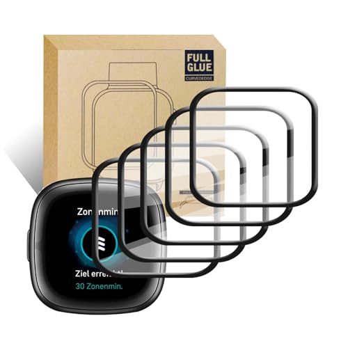 HYSDFFG 5 Stück Panzer Schutz Glas für Fitbit Versa 4/Sense 2, HD Klar Displayschutz, Anti-Fingerprint, 9H Härte Glass protector Kompatibel mit Fitbit Versa 4/Sense 2 von HYSDFFG