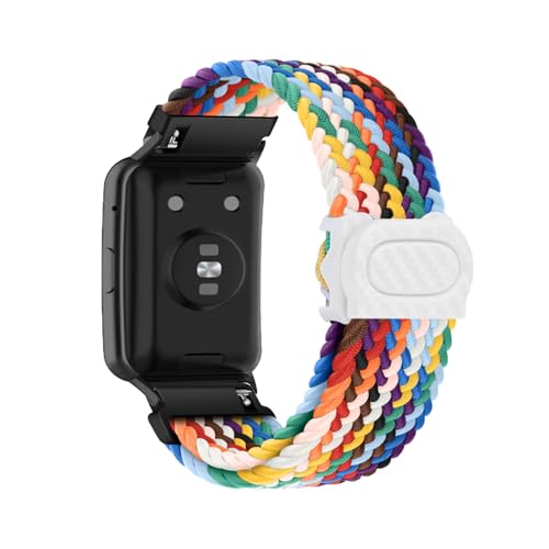 HYSDFFG Geflochten Armband für Huawei Watch Fit 2 Ersatzarmband, Elastisches Verstellbares Geflochtenes Nylon Solo Loop Sport Armbänder Kompatibel mit Huawei Watch Fit 2 (13) von HYSDFFG