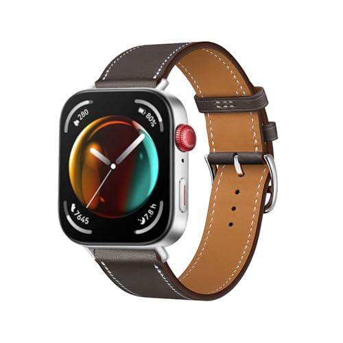 HYSDFFG Leder Armband für Huawei Watch Fit 3 Armbänder, Echtleder Schlank Ersatzarmband mit Edelstahl-Verschluss Kompatibel mit Armbänder Huawei Watch Fit 3 (1) von HYSDFFG