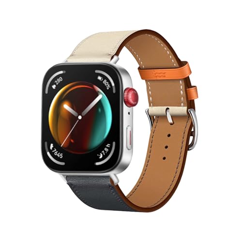 HYSDFFG Leder Armband für Huawei Watch Fit 3 Armbänder, Echtleder Schlank Ersatzarmband mit Edelstahl-Verschluss Kompatibel mit Armbänder Huawei Watch Fit 3 (13) von HYSDFFG