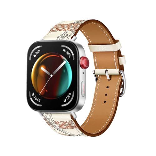 HYSDFFG Leder Armband für Huawei Watch Fit 3 Armbänder, Echtleder Schlank Ersatzarmband mit Edelstahl-Verschluss Kompatibel mit Armbänder Huawei Watch Fit 3 (2) von HYSDFFG