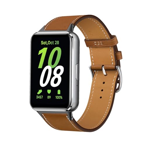HYSDFFG Leder Armband für Samsung Galaxy Fit 3 Armbänder, Echtleder Schlank Ersatzarmband mit Edelstahl-Verschluss Kompatibel mit Armbänder Samsung Galaxy Fit 3 (B) von HYSDFFG