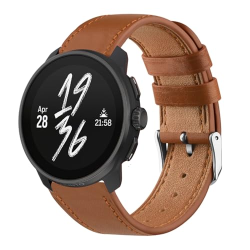 HYSDFFG Leder Armband für Suunto Race S/Suunto Race Armbänder, Echtleder Schlank Ersatzarmband mit Edelstahl-Verschluss Kompatibel mit Armbänder Suunto Race S/Suunto Race (A) von HYSDFFG