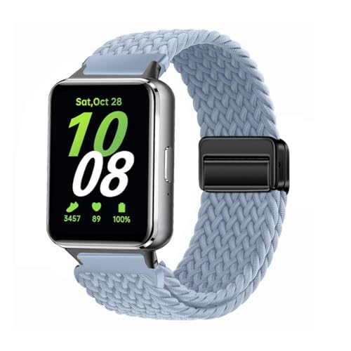 HYSDFFG Magnet Nylon Armband für Samsung Galaxy Fit 3 Armband, Nylon Geflochten Magnet Einstellbar Elastisch Dehnbarer Ersatz Sport Armband Kompatibel mit Samsung Galaxy Fit 3 (19) von HYSDFFG