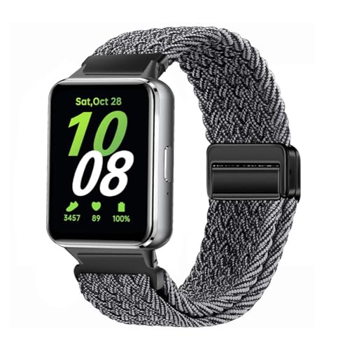 HYSDFFG Magnet Nylon Armband für Samsung Galaxy Fit 3, Sport-Loop, Schwarz oder Rot, 140mm - 245mm, Verstellbar von HYSDFFG