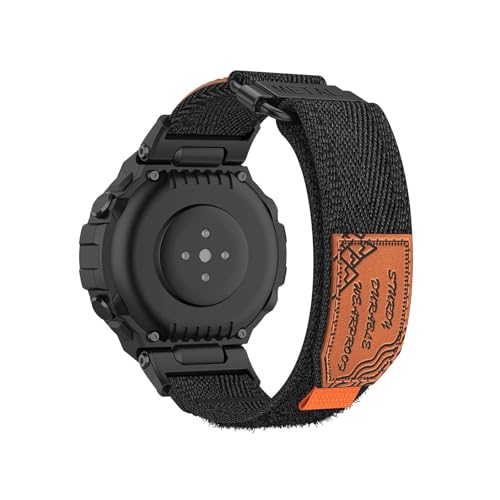 HYSDFFG Nylon Armband für Amazfit T-Rex/T-Rex Pro, Sport Klettverschluss Band, Schwarz, Medium von HYSDFFG