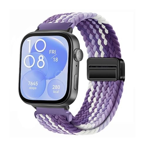 HYSDFFG Nylon Armband für Huawei Watch Fit 3 Magnetische Armband, Nylon Dehnbar Geflochtenes Band mit Magnetische Schließe Entworfen Kompatibel mit Huawei Watch Fit 3 (14) von HYSDFFG