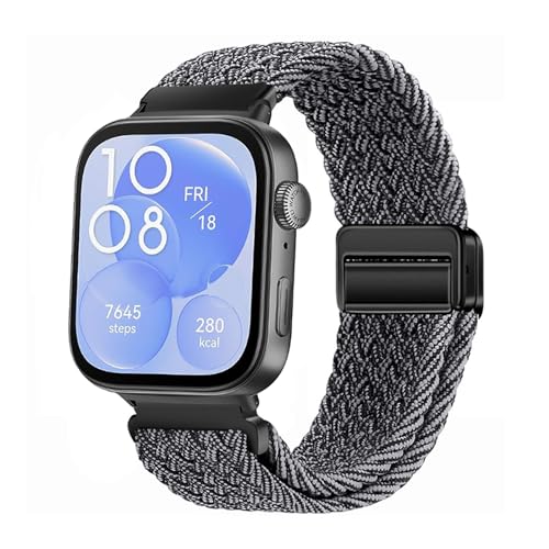 HYSDFFG Nylon Armband für Huawei Watch Fit 3 Magnetische Armband, Nylon Dehnbar Geflochtenes Band mit Magnetische Schließe Entworfen Kompatibel mit Huawei Watch Fit 3 (2) von HYSDFFG