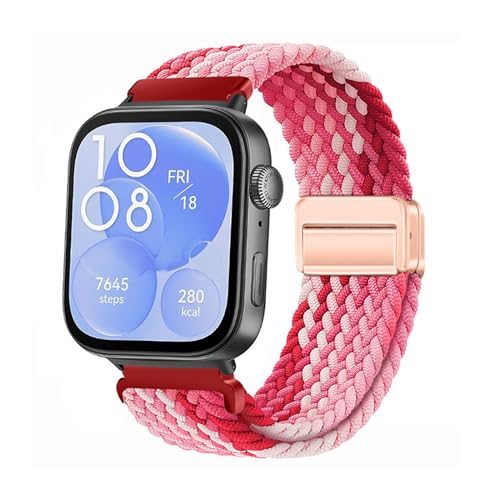 HYSDFFG Nylon Armband für Huawei Watch Fit 3 Magnetische Armband, Nylon Dehnbar Geflochtenes Band mit Magnetische Schließe Entworfen Kompatibel mit Huawei Watch Fit 3 (23) von HYSDFFG