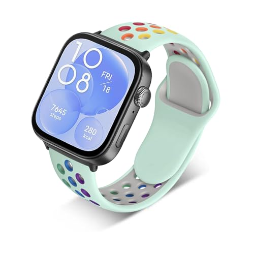 HYSDFFG Sport Armband Kompatibel mit Huawei Watch Fit 3, Atmungsaktives Weiches Silikon Ersatz Armband für Huawei Watch Fit 3 (A) von HYSDFFG