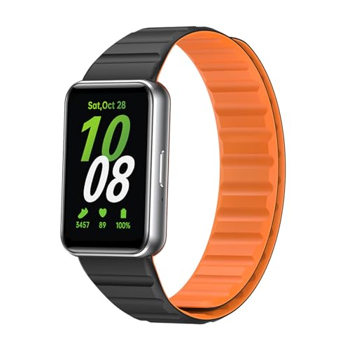 HYSDFFG Sport Armband für Samsung Galaxy Fit 3, Magnetische Atmungsaktives Weiches Silikon Ersatz Armband Kompatibel mit Samsung Galaxy Fit 3 mit Magnet (B) von HYSDFFG