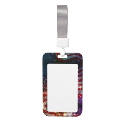 Feuerwerkskartenhalter mit amerikanischer Flagge, strapazierfähiges ABS-Material, doppelseitiger Volldruck, Umhängeband, ideal für Arbeit und Veranstaltungen Feuerwerkskartenhalter mit amerikanischer Flagge, strapazierfähiges ABS-Material, doppelseitiger Volldruck, Umhängeband, ideal für Arbeit und Veranstaltungen von HYSDPUZK