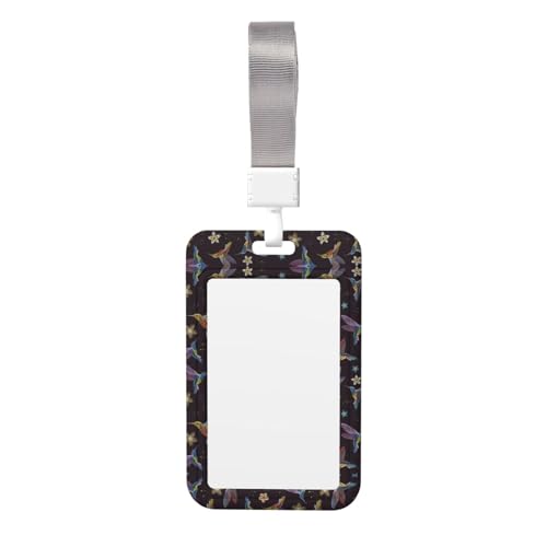 Kartenhalter mit Blumen-Kolibri-Stickerei, strapazierfähiges ABS-Material, doppelseitiger Volldruck, Umhängeband im Lieferumfang enthalten, ideal für Arbeit und Veranstaltungen Kartenhalter mit Blumen-Kolibri-Stickerei, strapazierfähiges ABS-Material, doppelseitiger Volldruck, Umhängeband im Lieferumfang enthalten, ideal für Arbeit und Veranstaltungen von HYSDPUZK